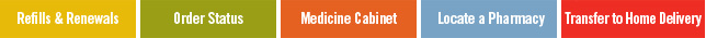 Refills and Renewals | Order Status | Medicine Cabinet | Locate a Pharmacy | Transfer to Home Delivery